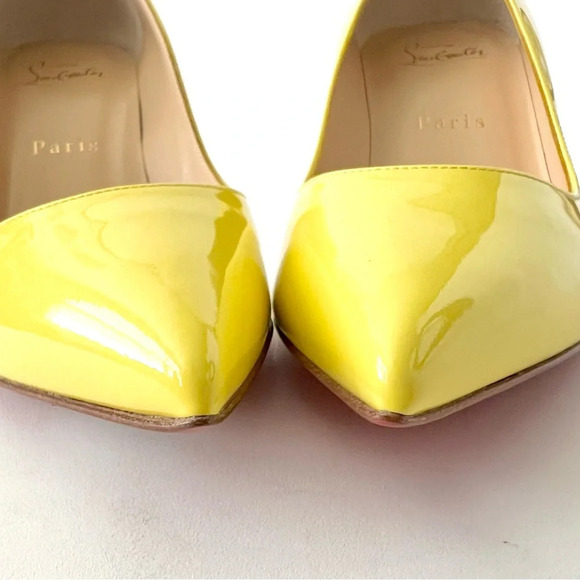 CHRISTIAN LOUBOUTIN | Pigalle Follies 85 Patent Leather Yellow Citronnade US 7 - Picture 6 of 15
